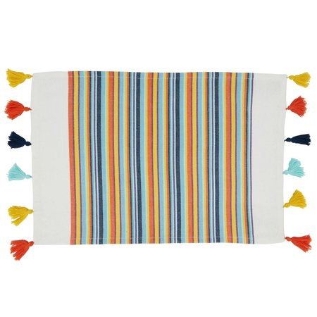 SARO 14 x 20 in. Fiesta Stripe Oblong Placemats, Multi Color 375.M1420B